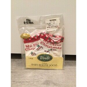 Vintage Trimfit Baby Bootie Socks First Christmas‎ Size 6 - 12 Months